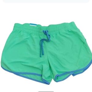 NWT Columbia Green and Blue Athletic Shorts with Curved Hem